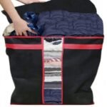 Black Storage Blanket Bag Organizer Folding Bag Organizer, Cloth Storage Boxes For Wardrobe