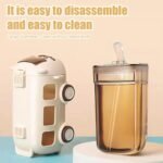 School Bus Design Kids Water Bottle With Strap– 600ml ABS Plastic Leak-Proof Bottle Small Square Drinking Cup – Fun & Durable Water Bottle for Children (Random Color)