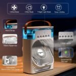 Portable Air Conditioner Fan: USB Electric Fan with LED Night Light, Fine Mist Water, and Humidifier Function | Led Night Light Water Mist - 10inch (Random Color)