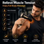 Rechargeable Massage Gun | 3000mAh Battery | 6 Speed Levels | 4 Removable Heads Electric Full Body Gun Massager